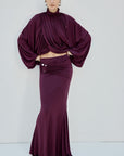 MIRALYS MAXI SKIRT IN PLUM SPANDEX