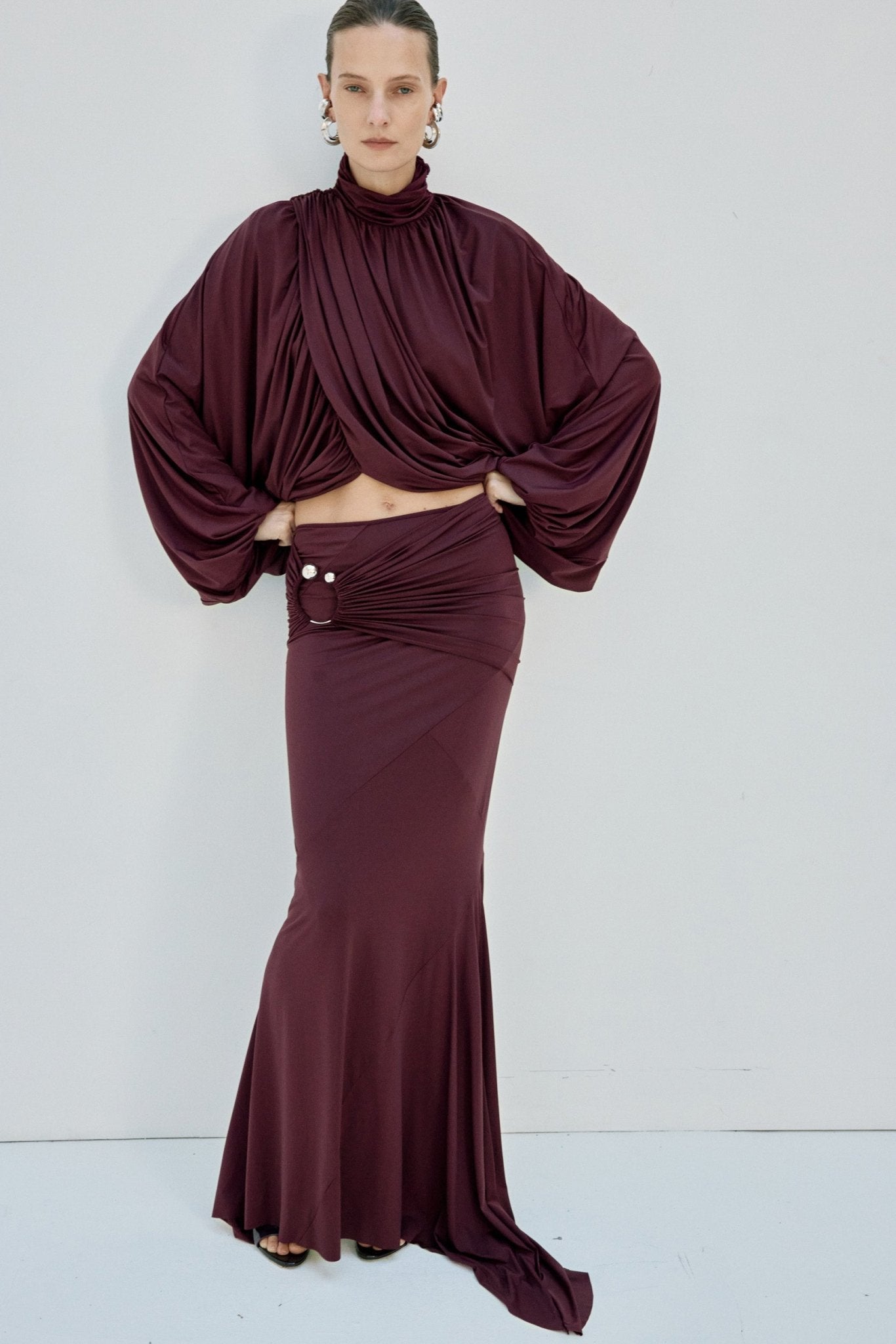 FLORO TOP IN PLUM SPANDEX - De La Vali