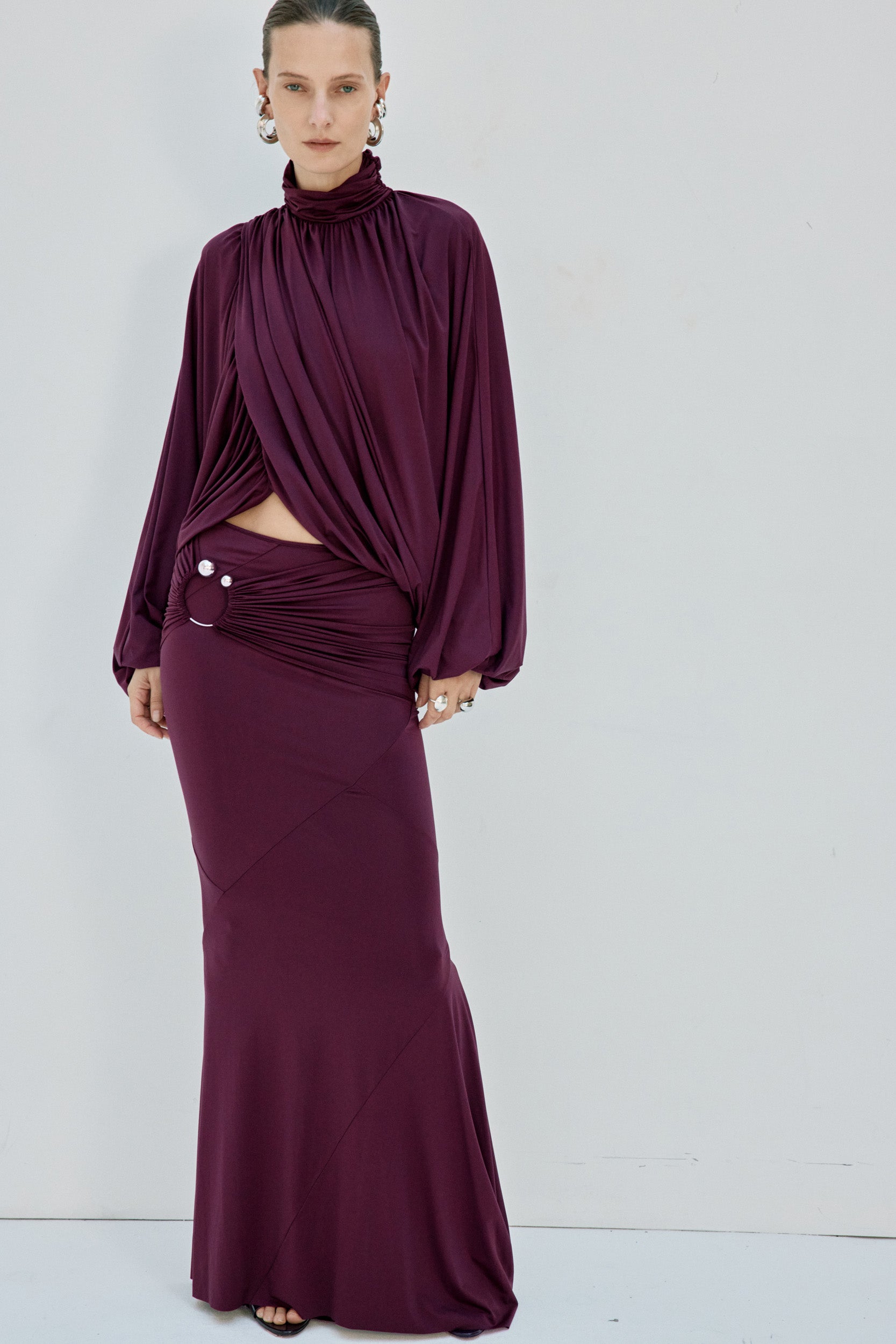 FLORO TOP IN PLUM SPANDEX