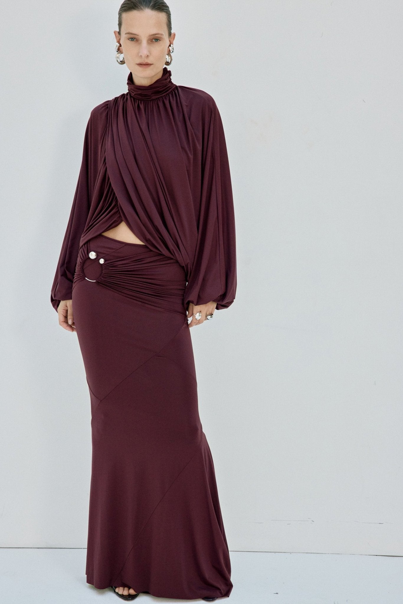 FLORO TOP IN PLUM SPANDEX - De La Vali