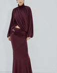 FLORO TOP IN PLUM SPANDEX - De La Vali