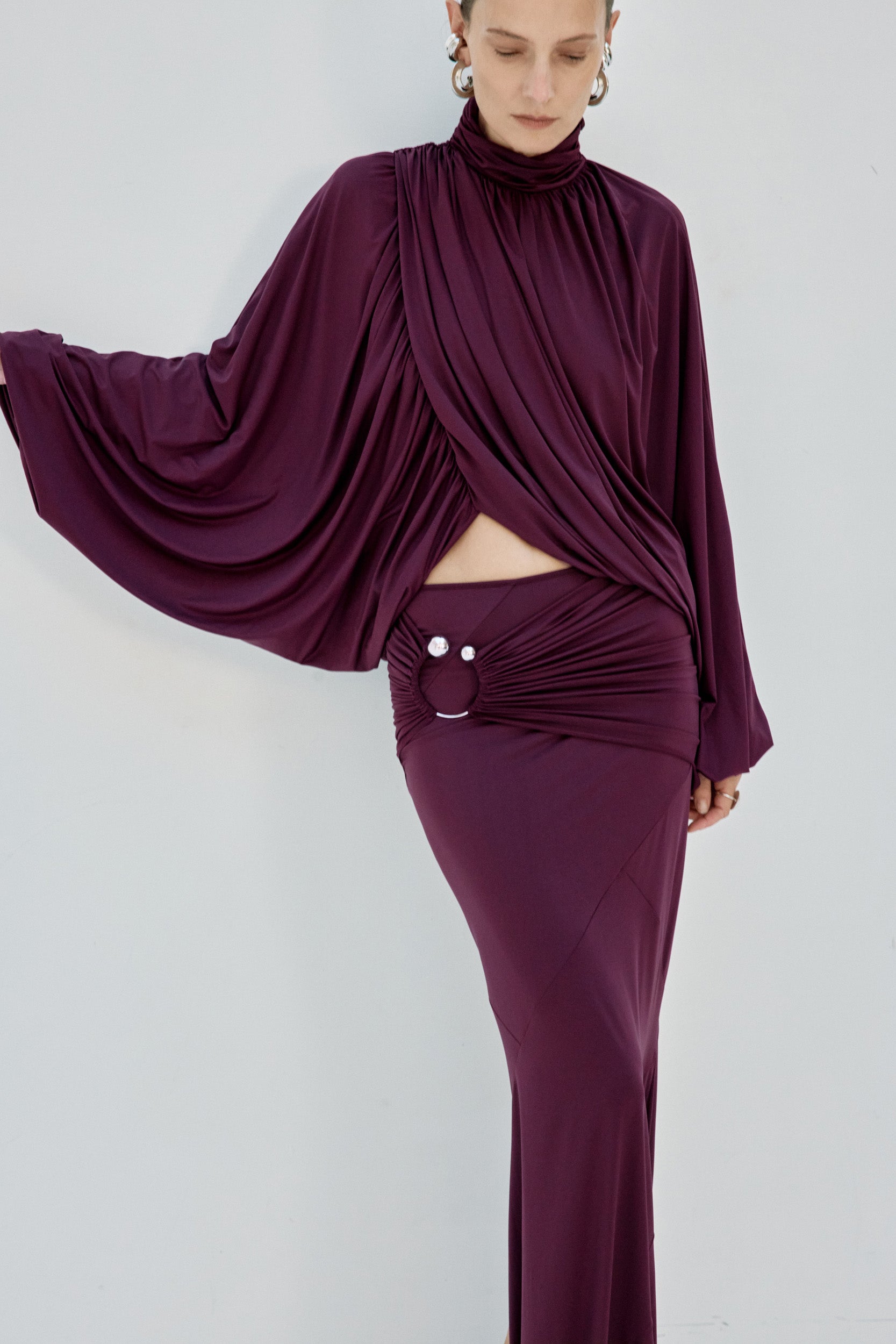 FLORO TOP IN PLUM SPANDEX