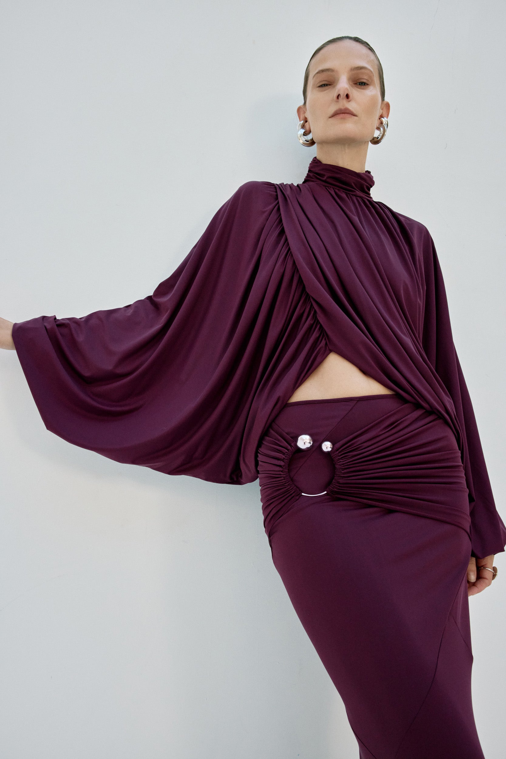 FLORO TOP IN PLUM SPANDEX