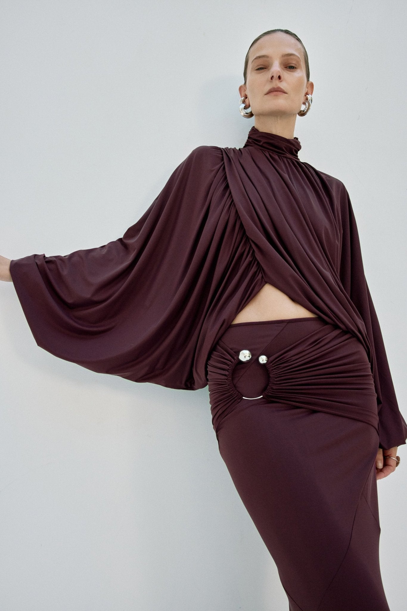 FLORO TOP IN PLUM SPANDEX - De La Vali