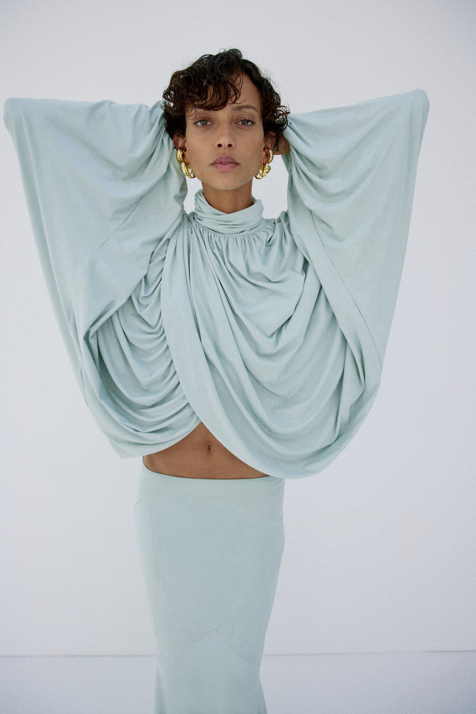 FLORO TOP IN ICE GREEN SPANDEX JEREY