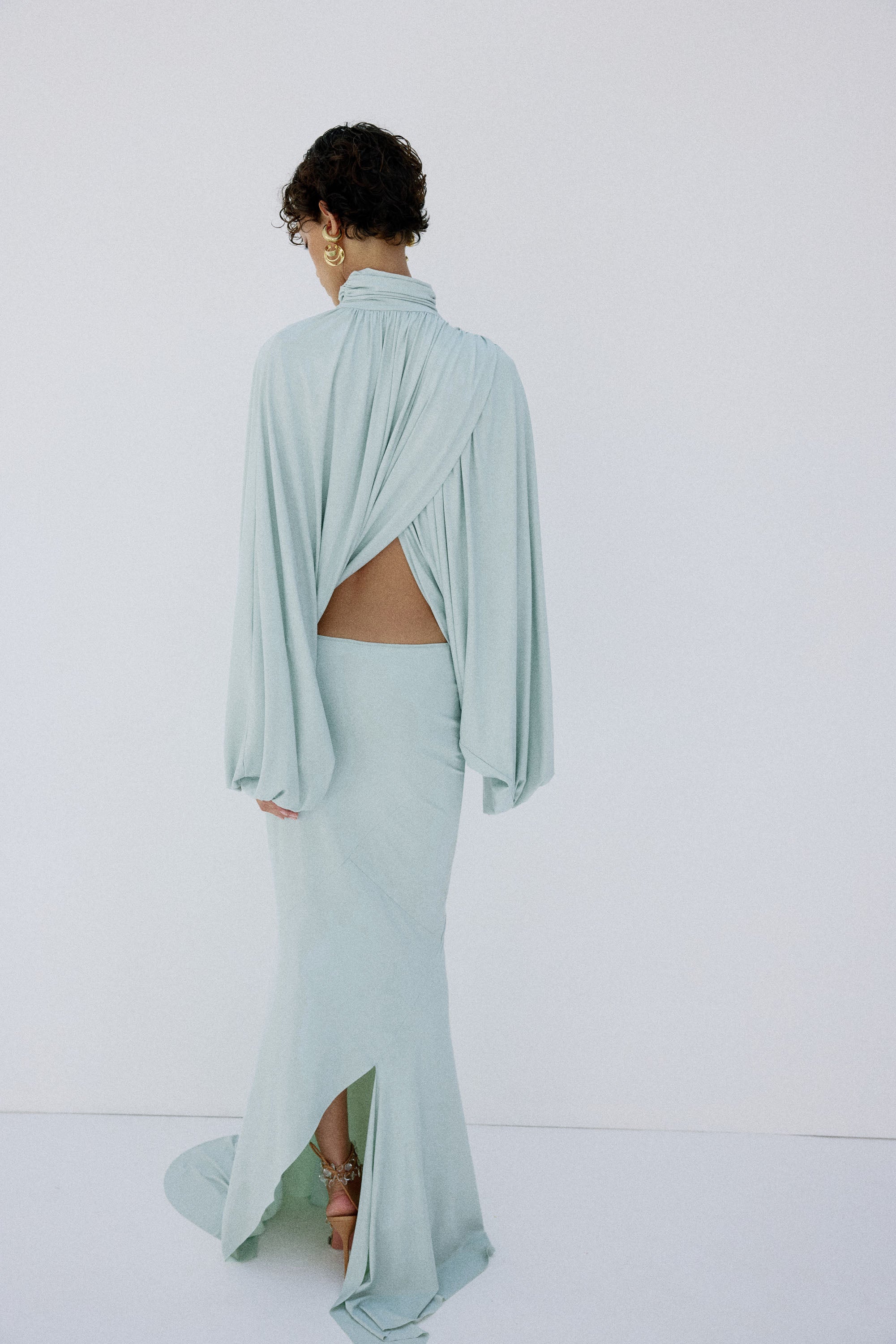 FLORO TOP IN ICE GREEN SPANDEX JEREY
