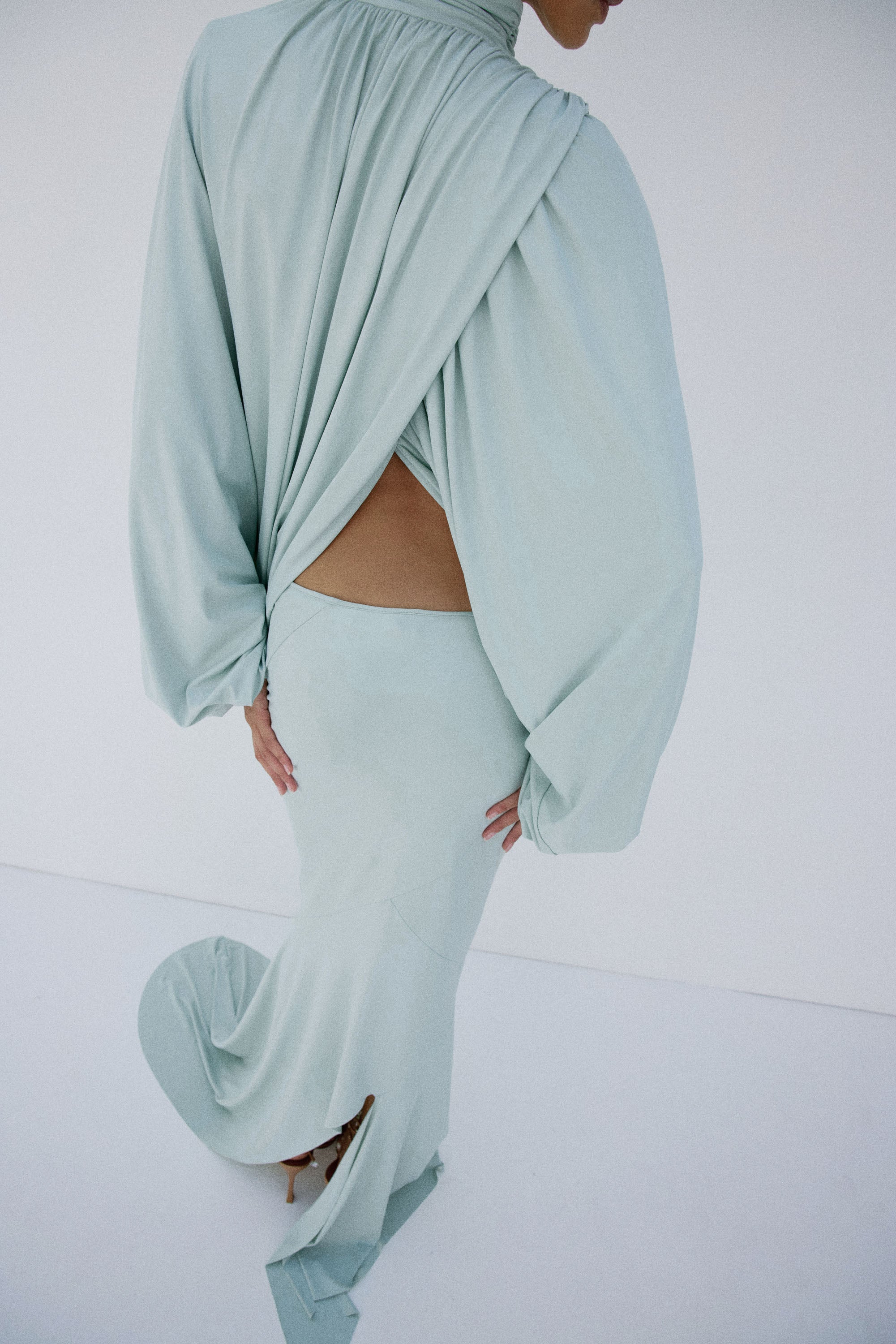 PACIFICA SKIRT IN ICE GREEN SPANDEX JEREY