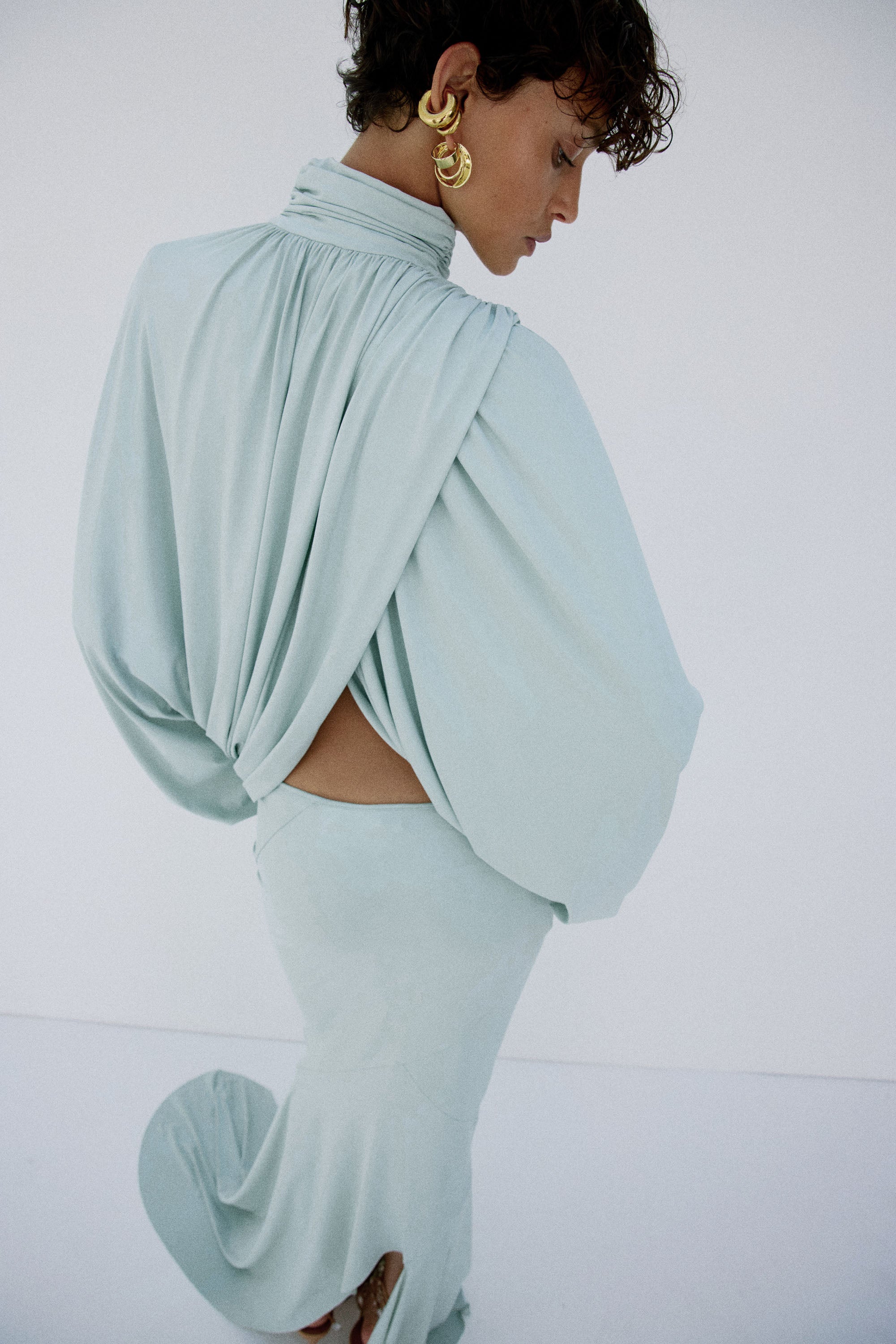 FLORO TOP IN ICE GREEN SPANDEX JEREY