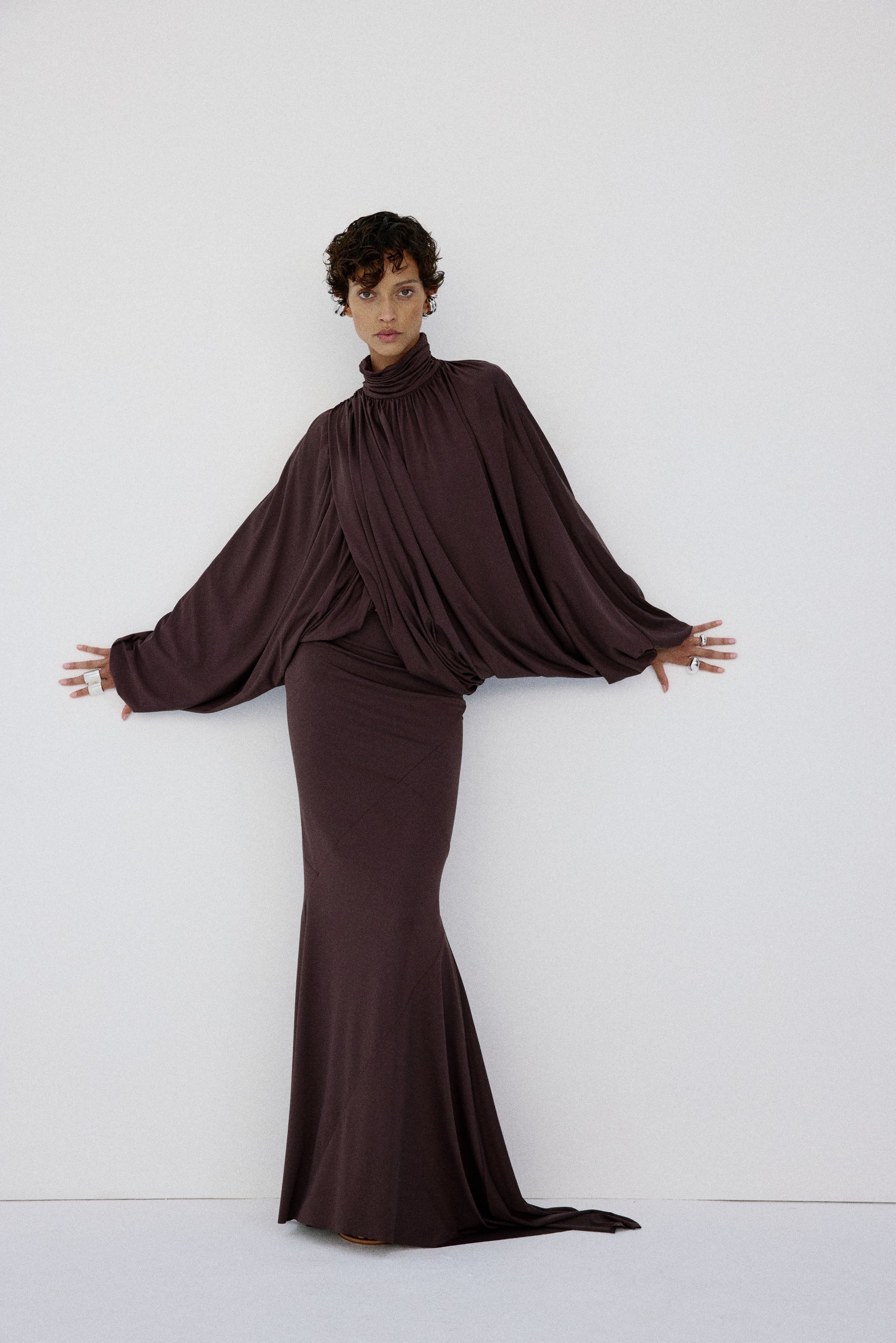 PACIFICA SKIRT IN UMBER BROWN SPANDEX JEREY