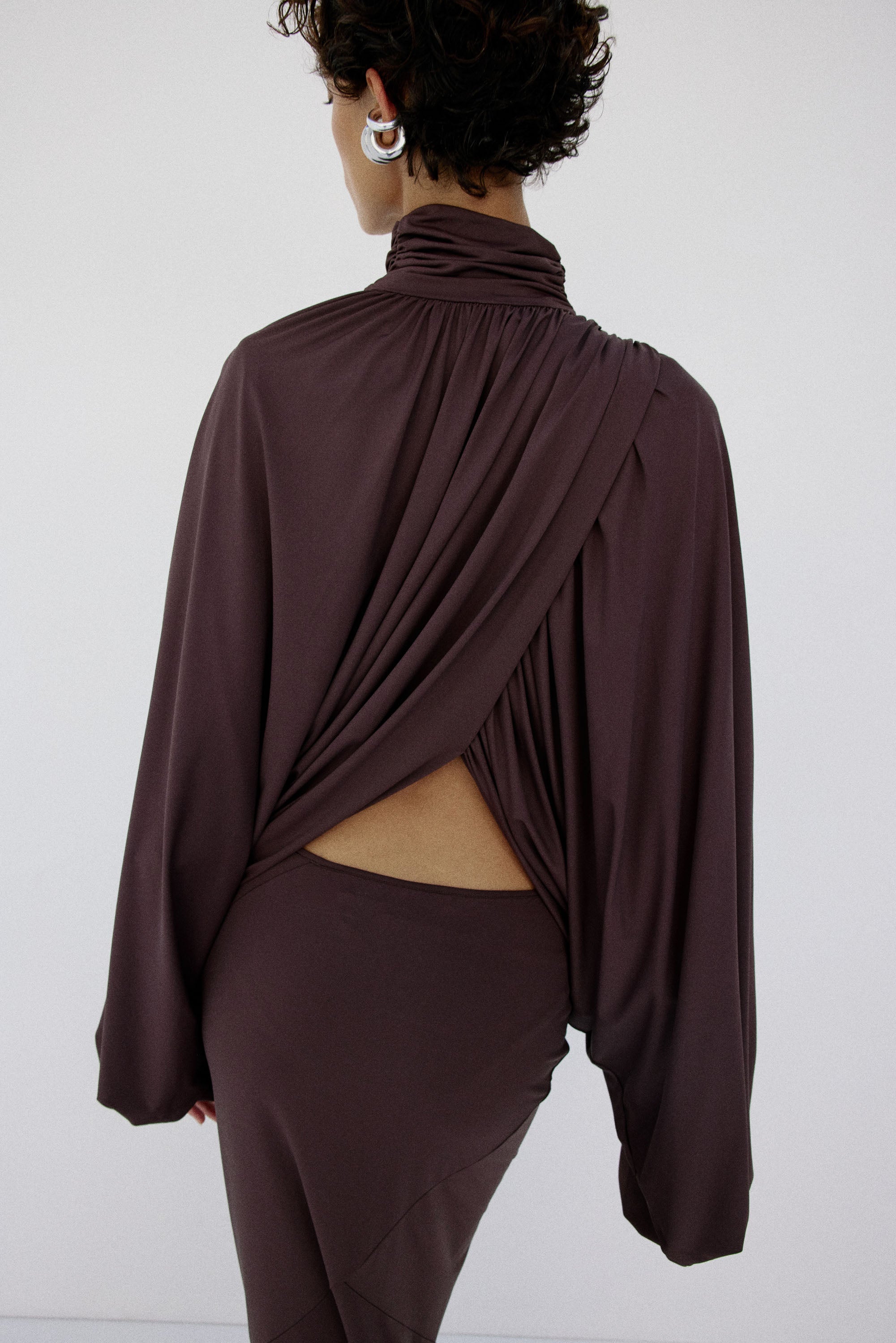 FLORO TOP IN UMBER BROWN SPANDEX JEREY