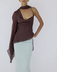 MALITA TOP IN UMBER BROWN VISCOSE GEORGETTE