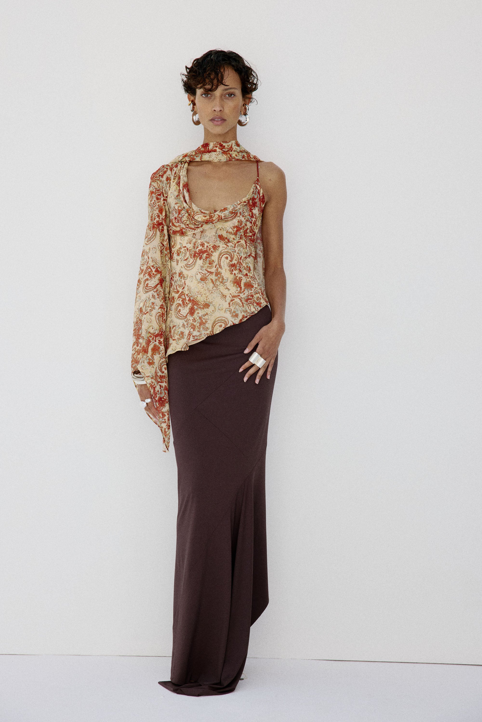 MALITA TOP IN CACHEMIRA - YELLOW VISCOSE GEORGETTE