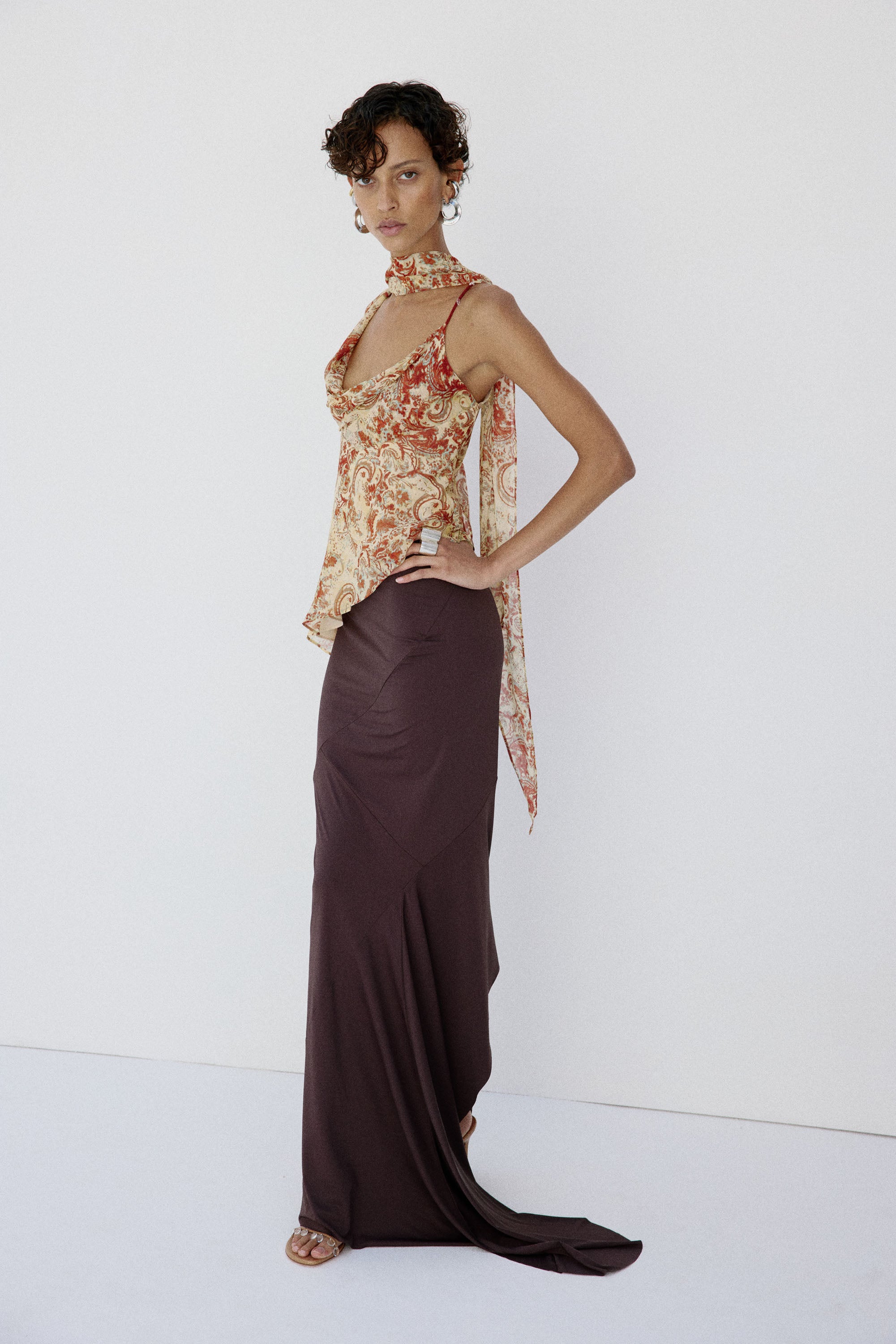MALITA TOP IN CACHEMIRA - YELLOW VISCOSE GEORGETTE