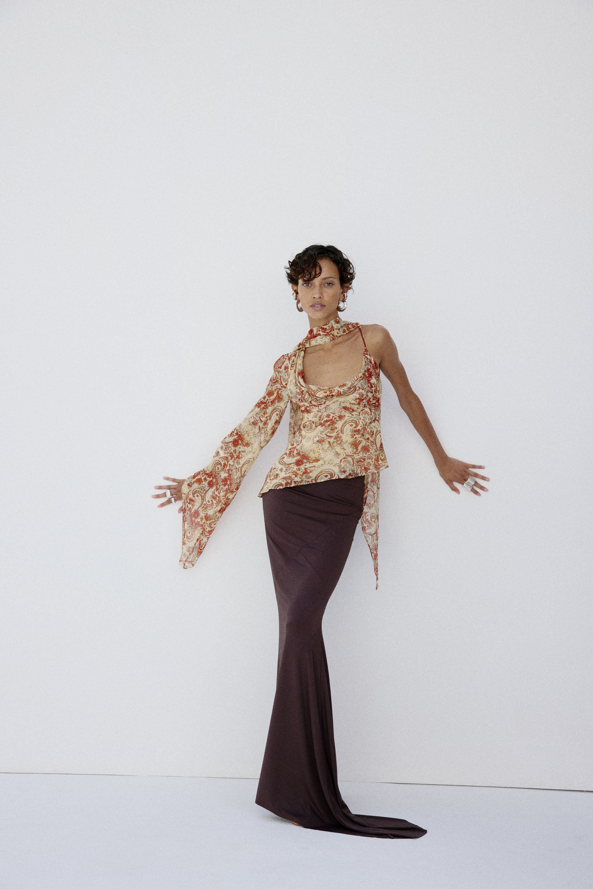 MALITA TOP IN CACHEMIRA - YELLOW VISCOSE GEORGETTE
