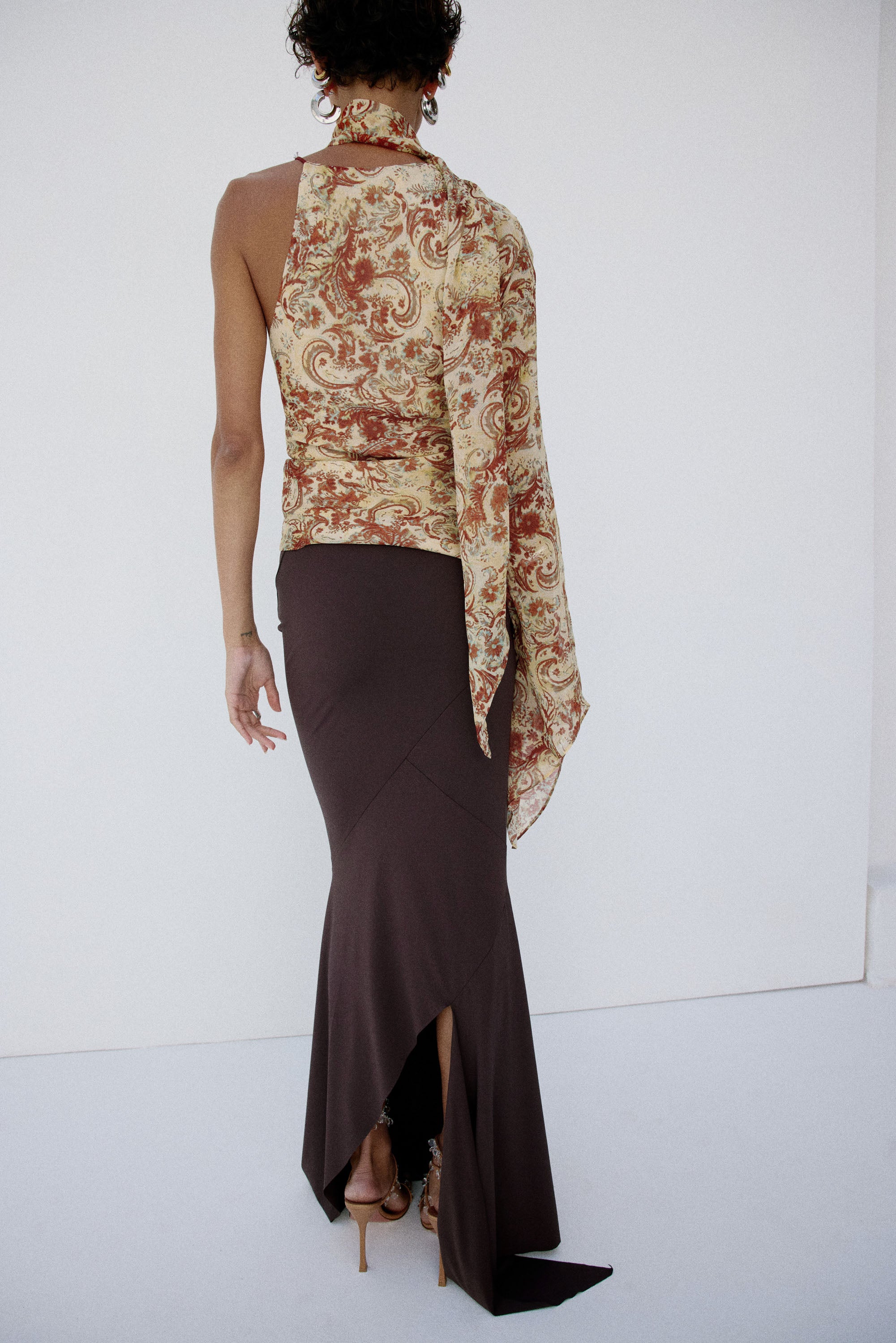 MALITA TOP IN CACHEMIRA - YELLOW VISCOSE GEORGETTE