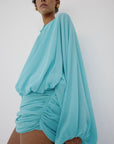 EULALIA DRESS IN AQUA BLUE CHIFFON