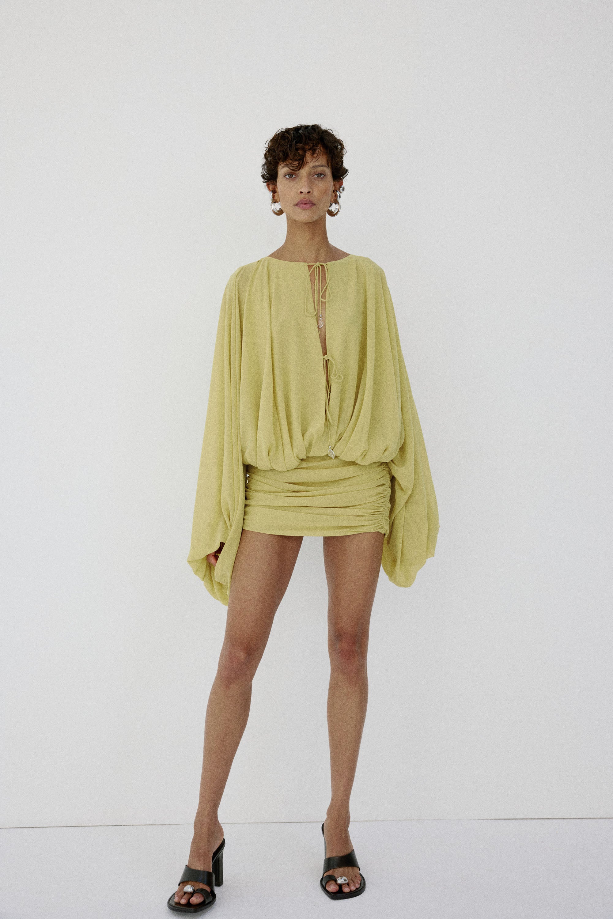 EULALIA DRESS IN PEAR CHIFFON