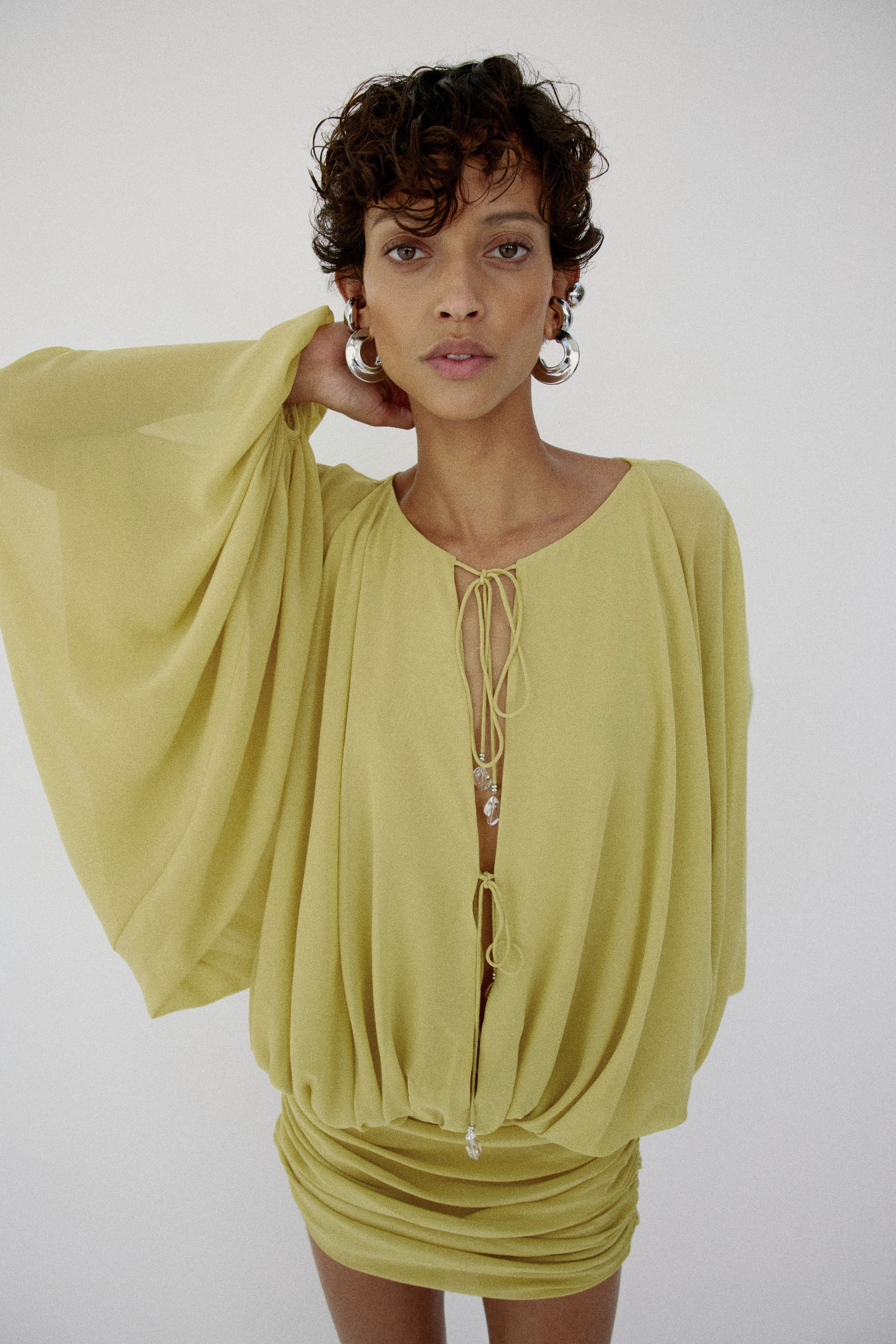 EULALIA DRESS IN PEAR CHIFFON