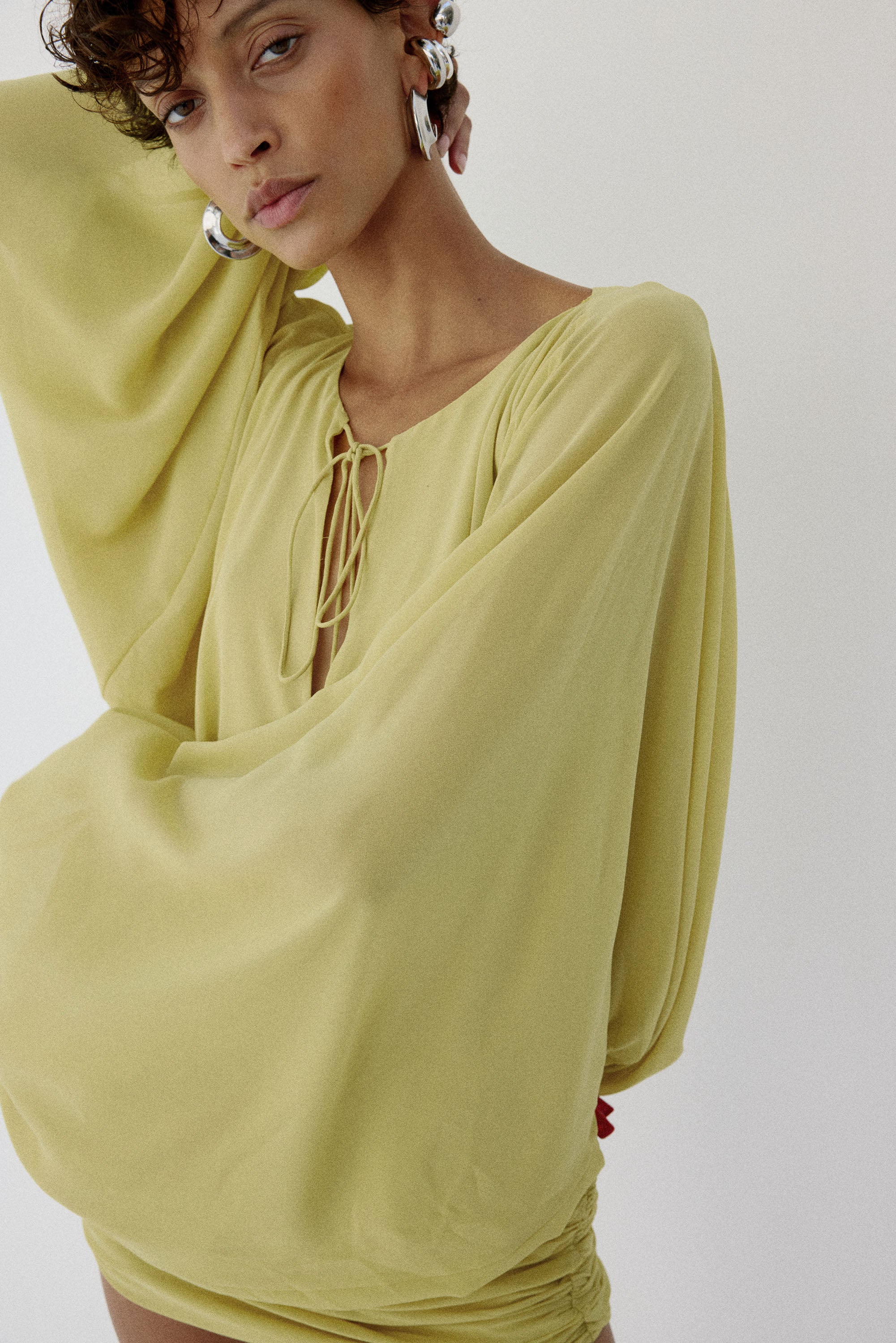EULALIA DRESS IN PEAR CHIFFON