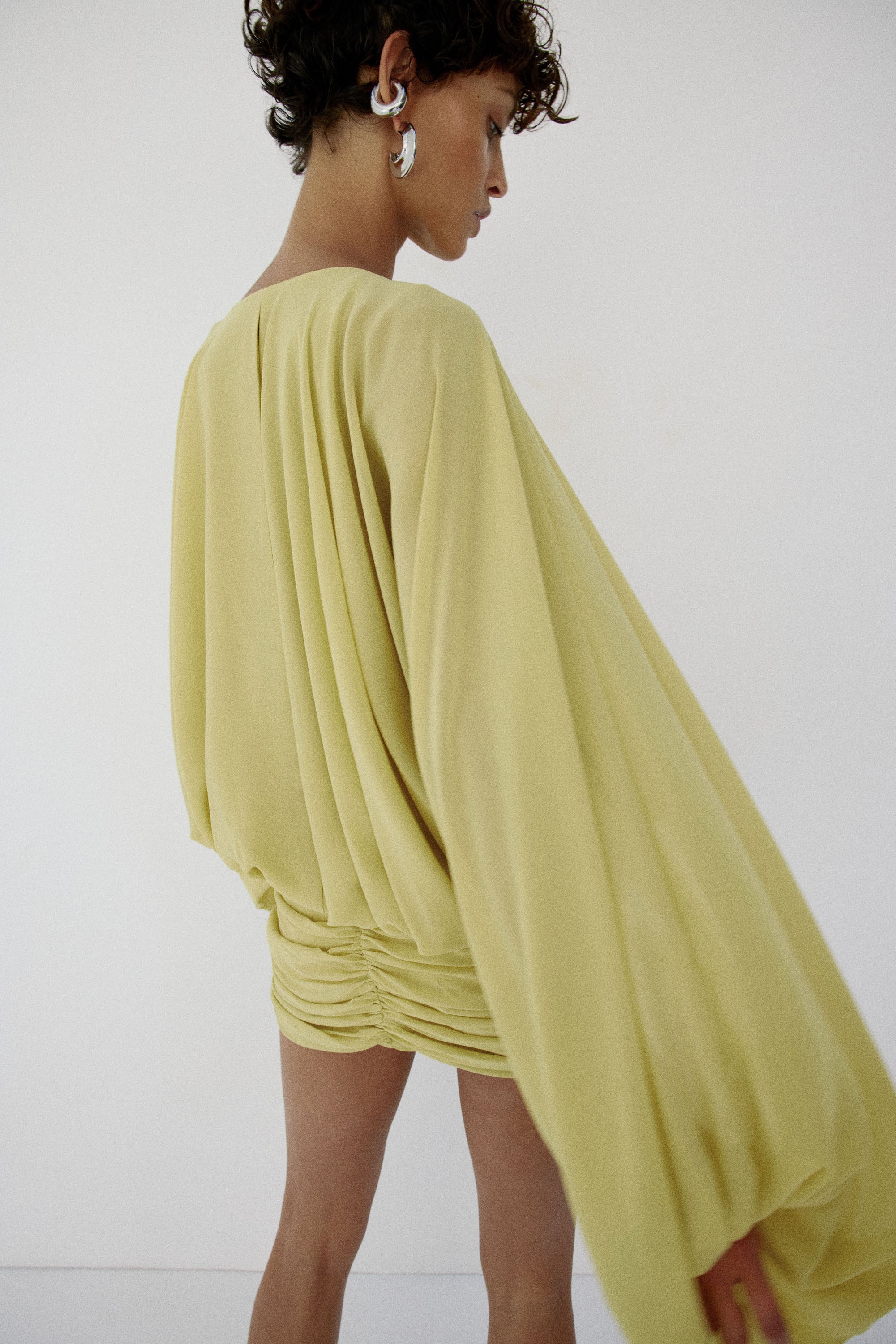 EULALIA DRESS IN PEAR CHIFFON