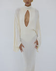 ELIODORO MAXI DRESS IN BRIGHT CREAM SLINKY KNIT