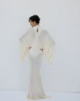 ELIODORO MAXI DRESS IN BRIGHT CREAM SLINKY KNIT