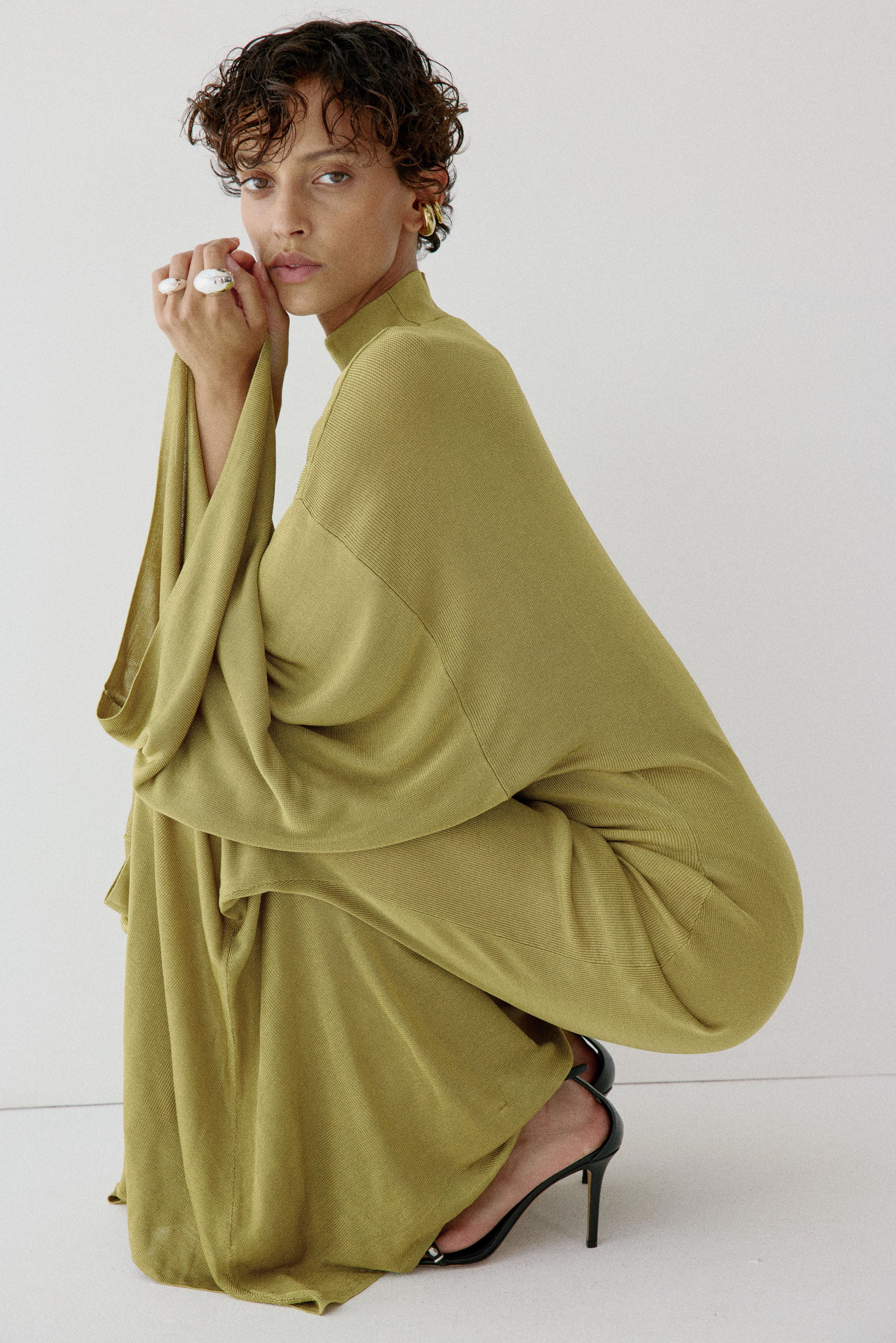 ELIODORO MAXI DRESS IN PEAR SLINKY KNIT