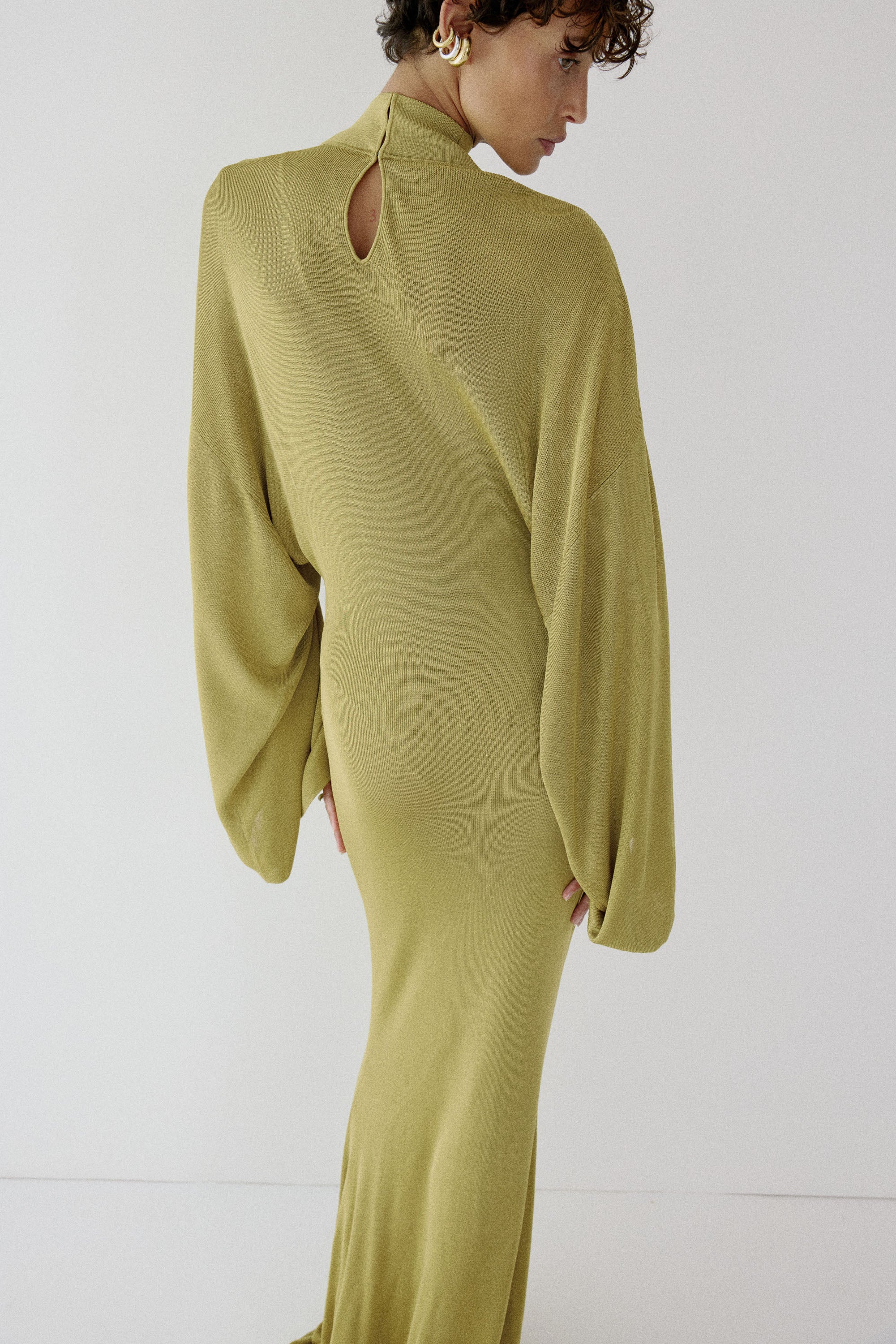 ELIODORO MAXI DRESS IN PEAR SLINKY KNIT
