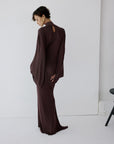 ELIODORO MAXI DRESS IN UMBER BROWN SLINKY KNIT
