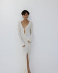 ELISIA MAXI DRESS IN BRIGHT CREAM SLINKY KNIT