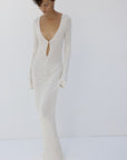 ELISIA MAXI DRESS IN BRIGHT CREAM SLINKY KNIT