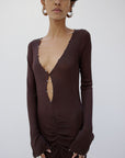 ELISIA MAXI DRESS IN UMBER BROWN SLINKY KNIT