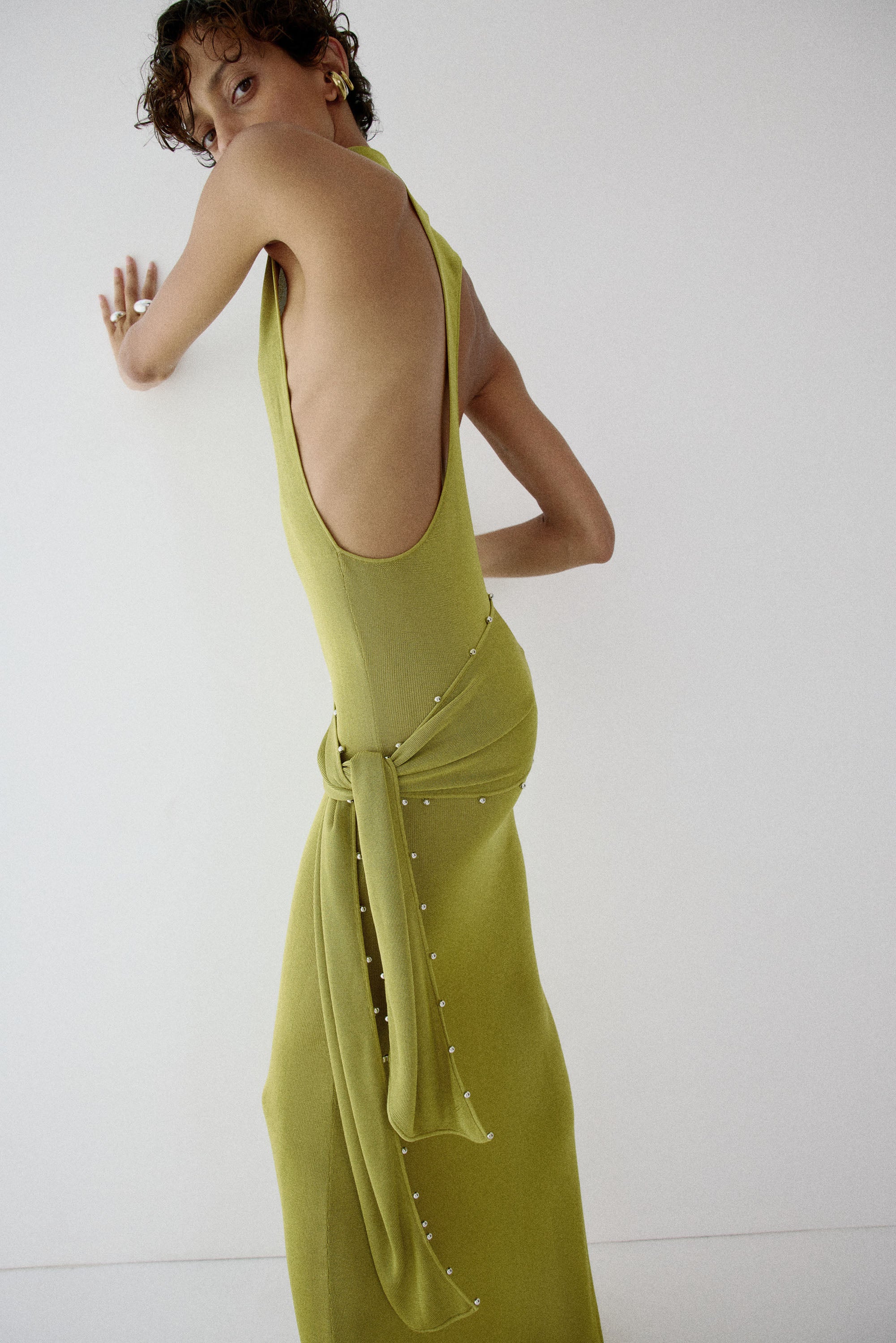 ABRIL MAXI DRESS IN PEAR SLINKY KNIT