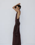 ABRIL MAXI DRESS IN UMBER BROWN SLINKY KNIT