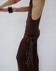 ABRIL MAXI DRESS IN UMBER BROWN SLINKY KNIT