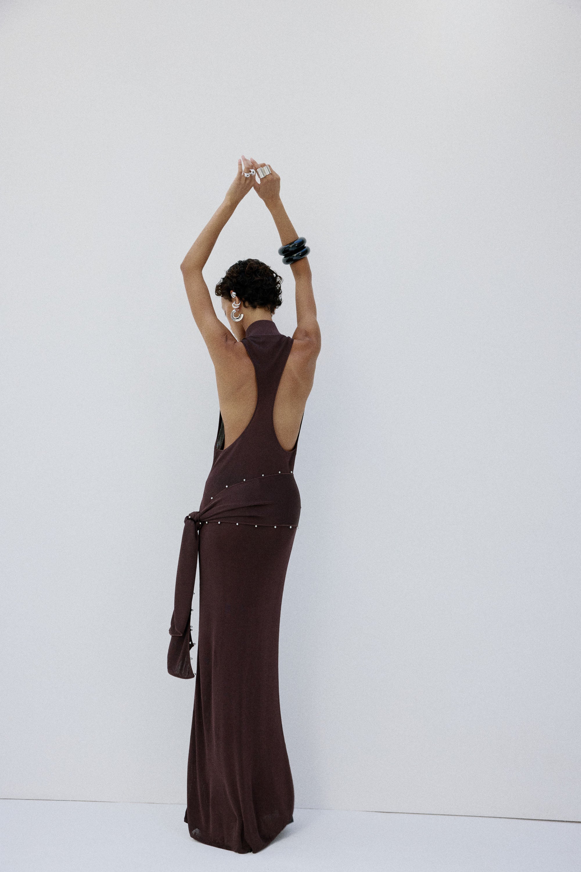 ABRIL MAXI DRESS IN UMBER BROWN SLINKY KNIT