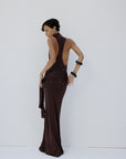 ABRIL MAXI DRESS IN UMBER BROWN SLINKY KNIT