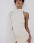 ONDINA MINI DRESS IN BRIGHT CREAM SLINKY KNIT