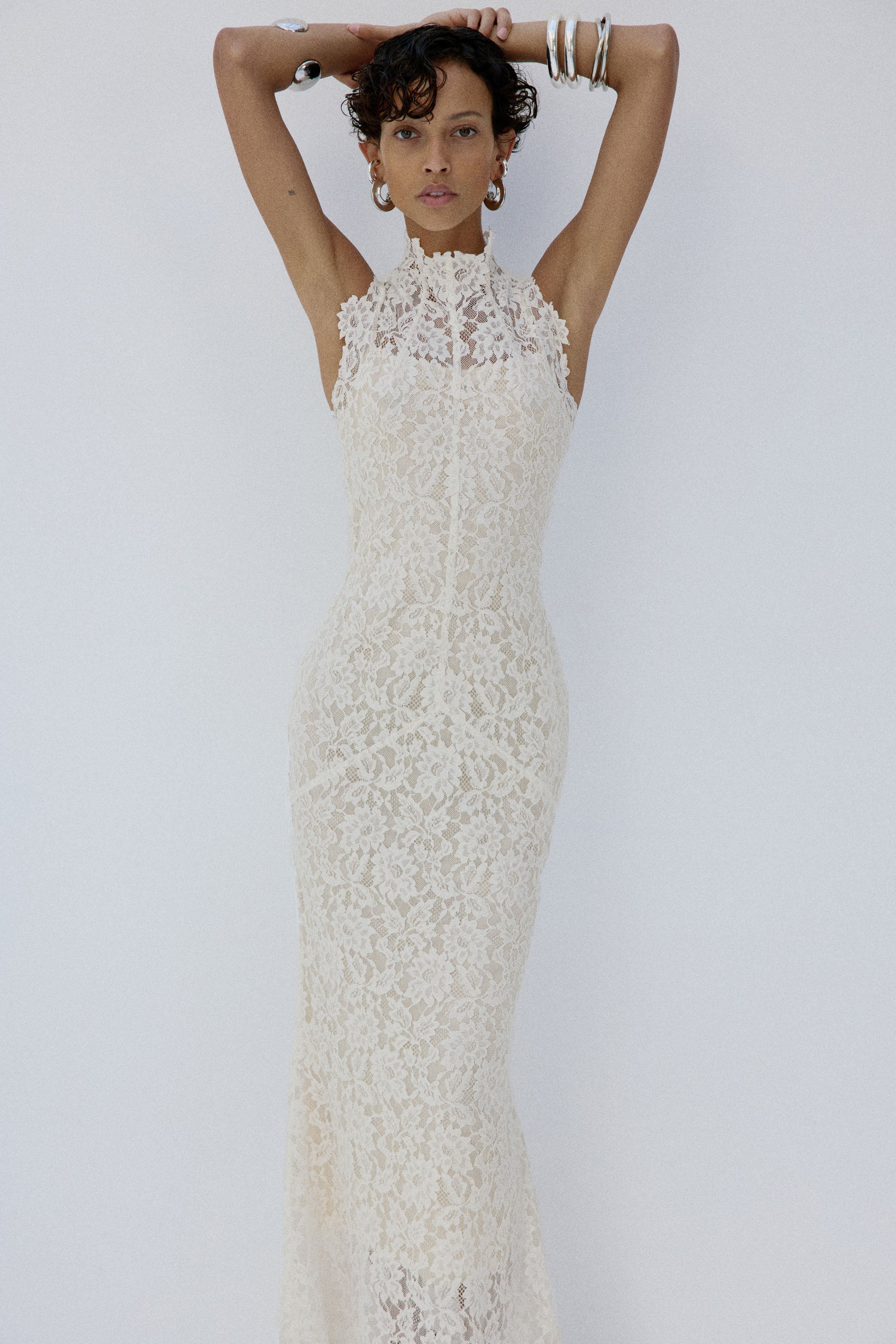 AINHOA MIDAXI DRESS IN IVORY LACE