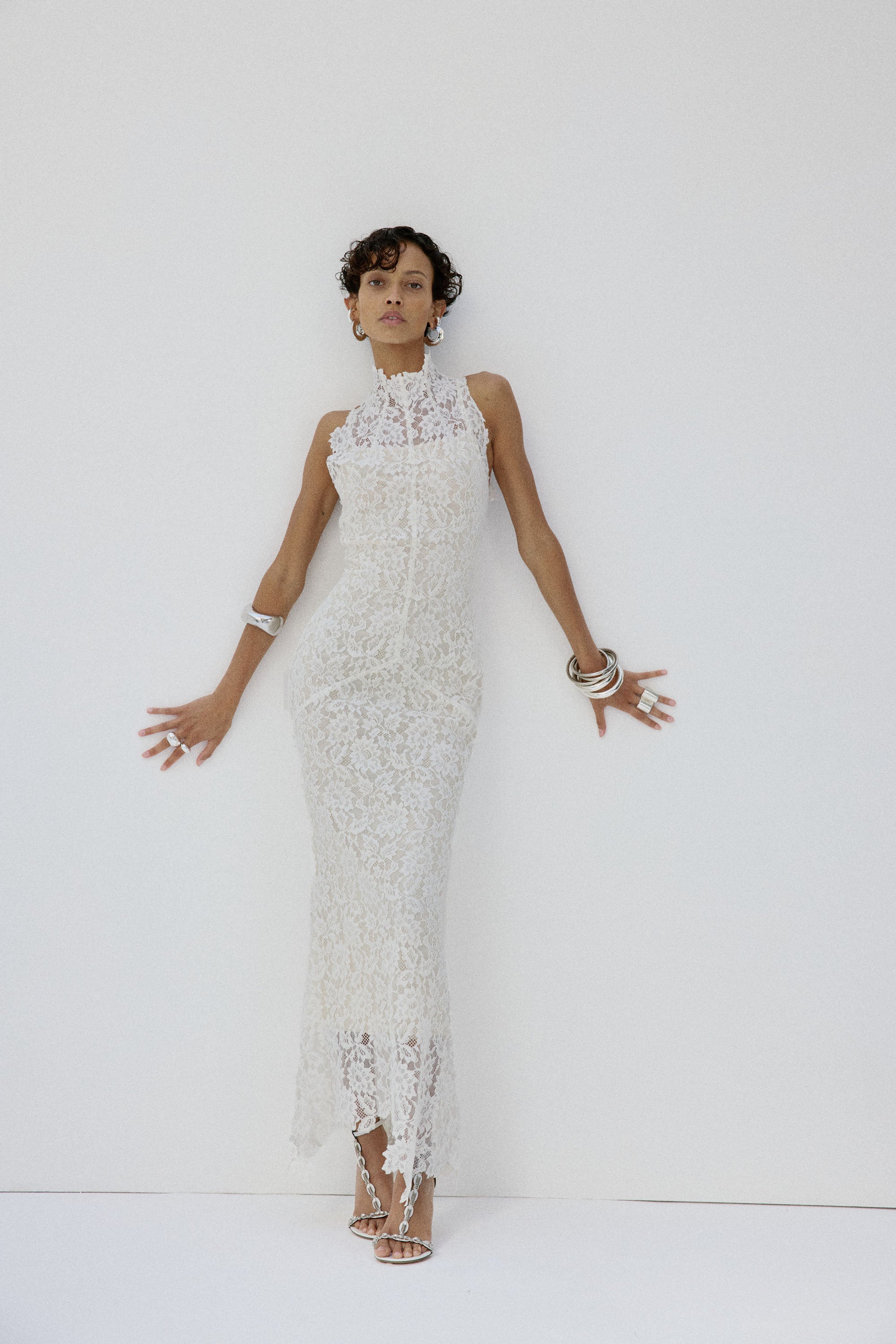 AINHOA MIDAXI DRESS IN IVORY LACE