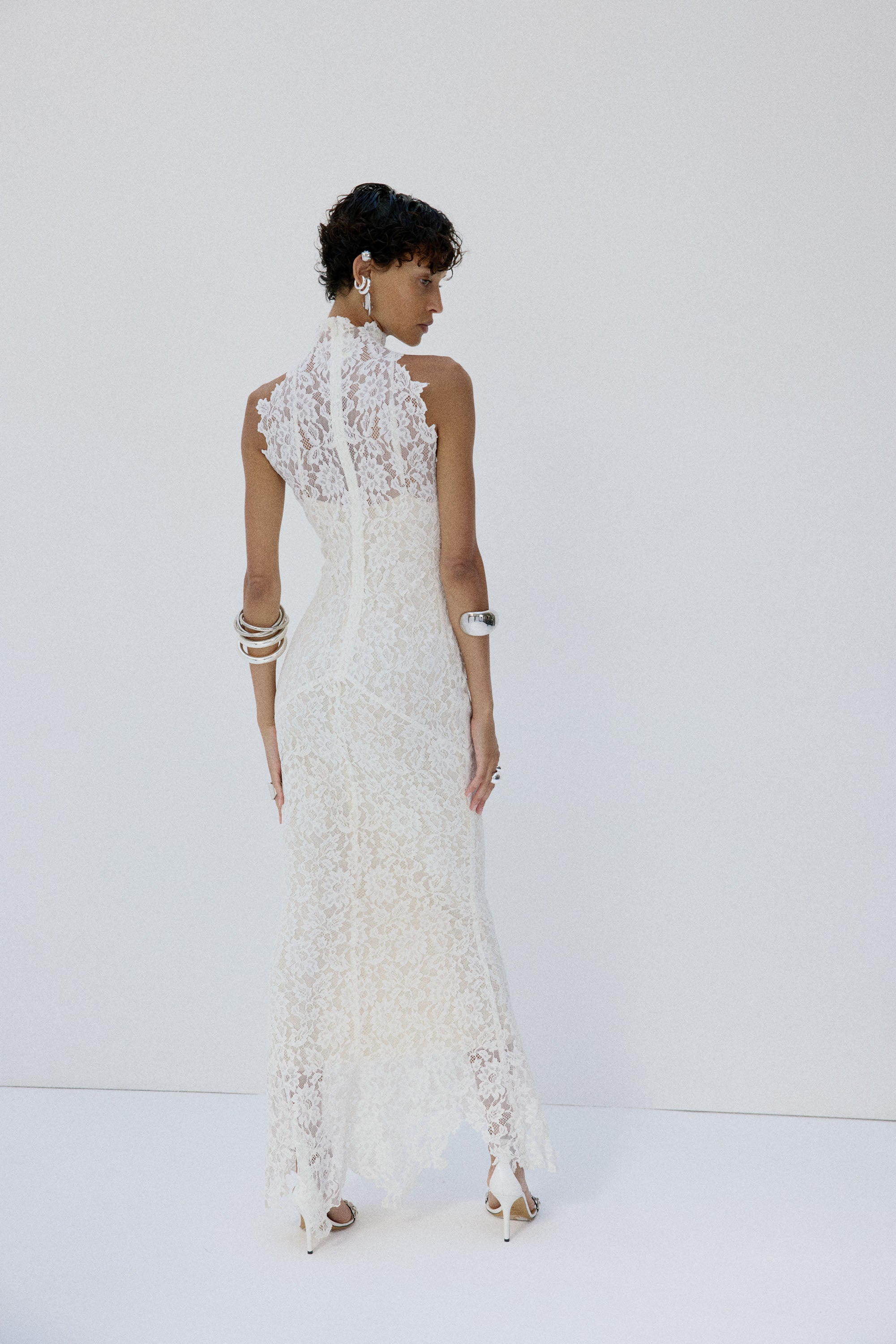 AINHOA MIDAXI DRESS IN IVORY LACE