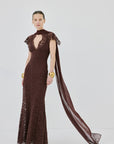 SOLINA MAXI DRESS IN PLUM LACE