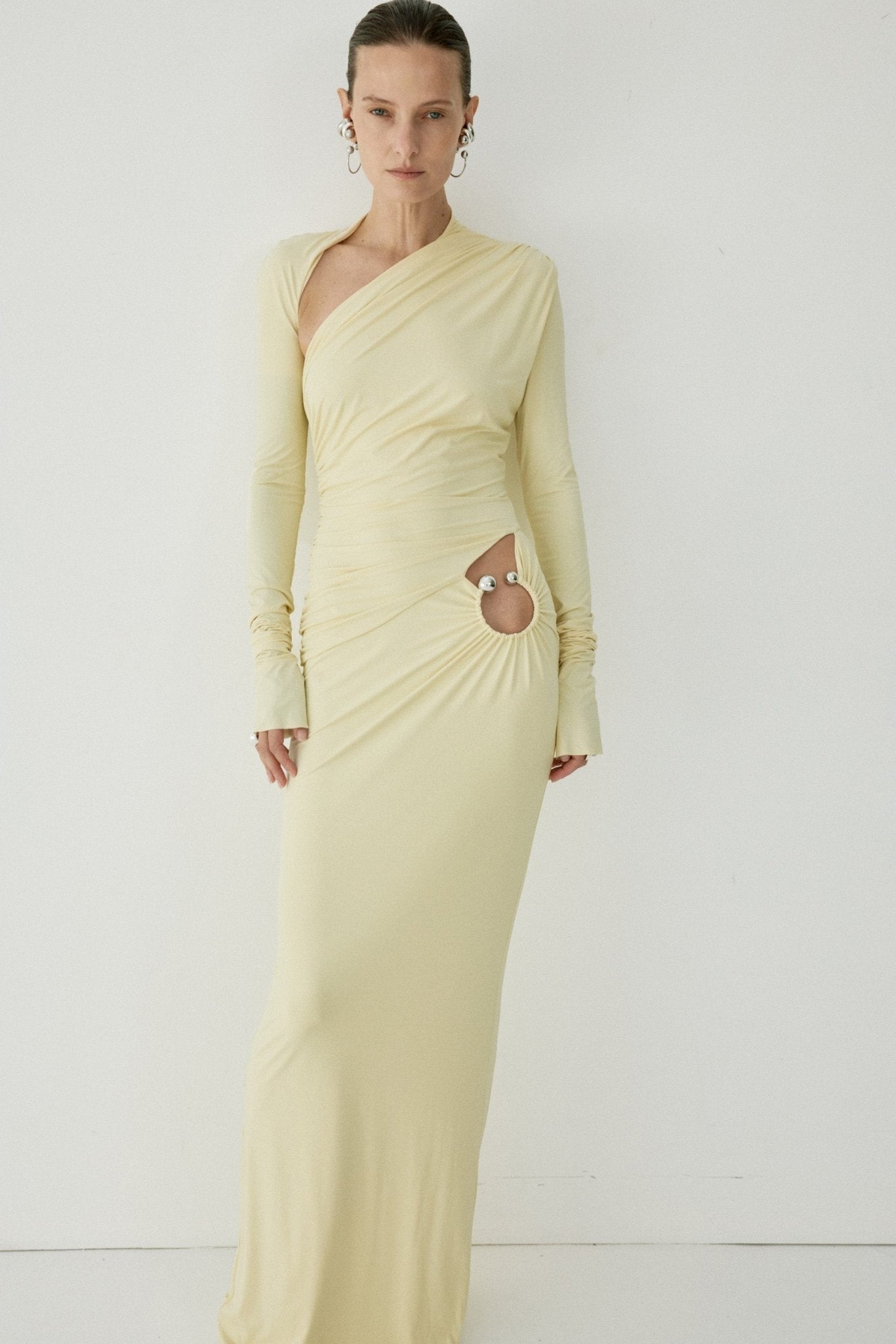 JADE MAXI DRESS IN BUTTERCREAM SPANDEX - De La Vali