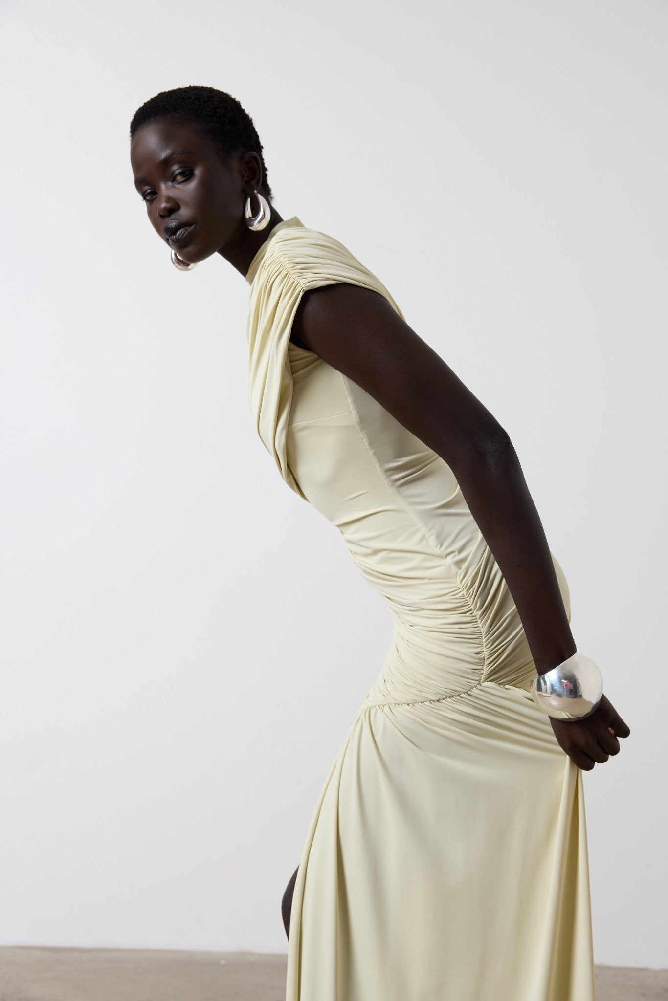 RAVENNA MINI DRESS IN BUTTERCREAM SPANDEX JERSEY - De La Vali