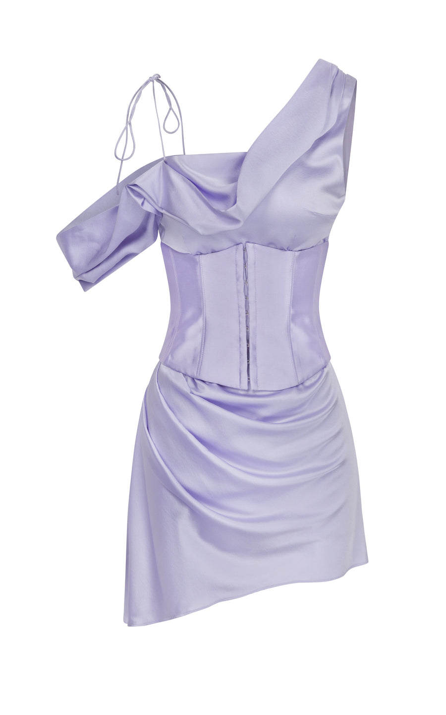 BRULEE MINI DRESS IN LAVENDER SILK SATIN