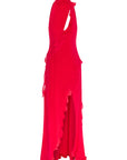 PARFAIT HALTER NECK DRESS IN RED CHIFFON