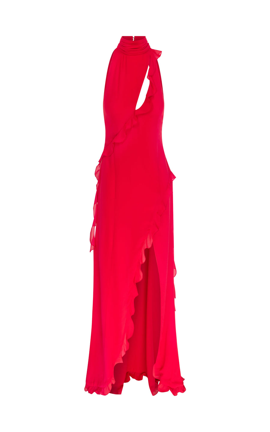 PARFAIT HALTER NECK DRESS IN RED CHIFFON