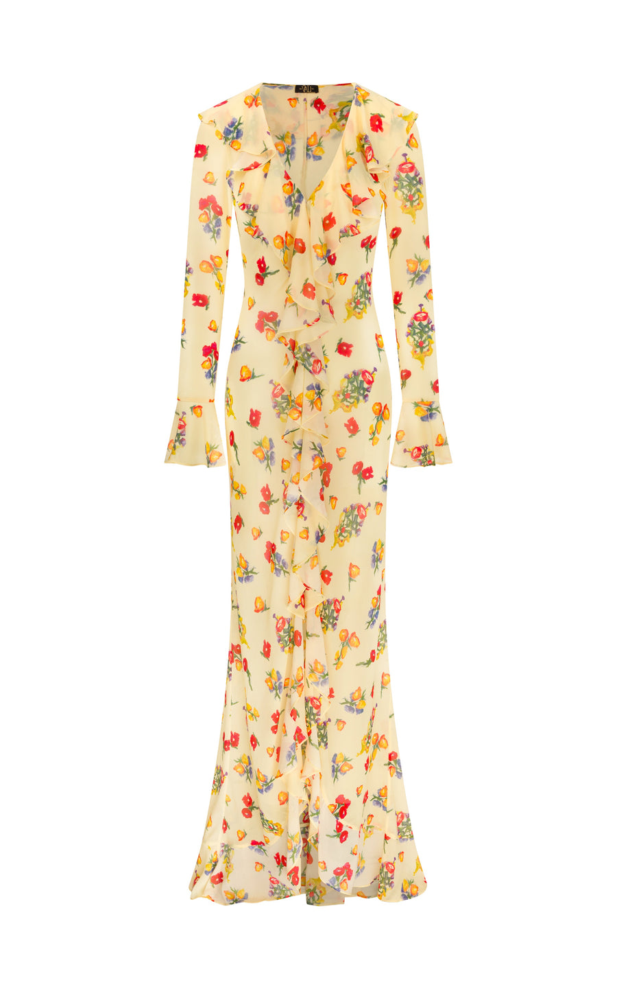 TANGERINE MAXI DRESS IN CHIFFON VERSAILLES GARDEN PRINT - De La Vali