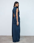 ELARA MAXI DRESS IN MIDNIGHT SPANDEX JERSEY - De La Vali