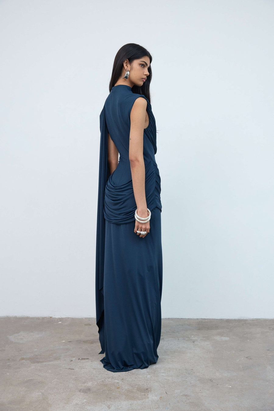 ella jersey maxi dress Elara Maxi Dress in Midnight Spandex Jersey